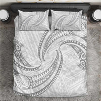 White Sunday Lotu Tamaiti Bedding Set Polynesian Wave Pastel Gray - Polynesian Pride