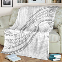 White Sunday Lotu Tamaiti Blanket Polynesian Wave Pastel Gray - Polynesian Pride