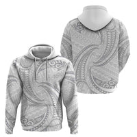 White Sunday Lotu Tamaiti Hoodie Polynesian Wave Pastel Gray - Polynesian Pride