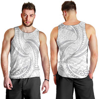White Sunday Lotu Tamaiti Men Tank Top Polynesian Wave Pastel Gray - Polynesian Pride