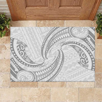 White Sunday Lotu Tamaiti Rubber Doormat Polynesian Wave Pastel Gray - Polynesian Pride