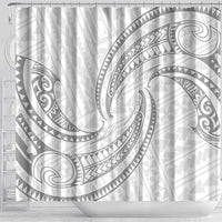 White Sunday Lotu Tamaiti Shower Curtain Polynesian Wave Pastel Gray - Polynesian Pride