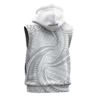 White Sunday Lotu Tamaiti Sleeveless Zip Hoodie Polynesian Wave Pastel Gray LT9 - Polynesian Pride