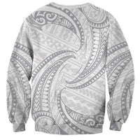 White Sunday Lotu Tamaiti Sweatshirt Polynesian Wave Pastel Gray - Polynesian Pride