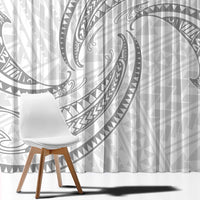 White Sunday Lotu Tamaiti Window Curtain Polynesian Wave Pastel Gray - Polynesian Pride