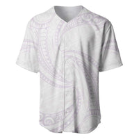 White Sunday Lotu Tamaiti Baseball Jersey Polynesian Wave Pastel Mauve - Polynesian Pride