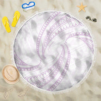 White Sunday Lotu Tamaiti Beach Blanket Polynesian Wave Pastel Mauve - Polynesian Pride