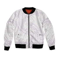 White Sunday Lotu Tamaiti Bomber Jacket Polynesian Wave Pastel Mauve LT9 Unisex Mauve - Polynesian Pride