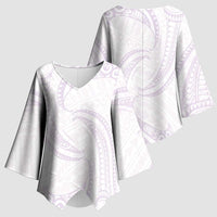 White Sunday Lotu Tamaiti Kimono Sleeve Blouse Polynesian Wave Pastel Mauve - Polynesian Pride