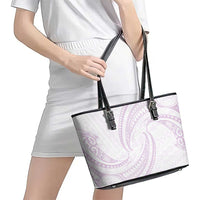 White Sunday Lotu Tamaiti Leather Tote Bag Polynesian Wave Pastel Mauve LT9 - Polynesian Pride
