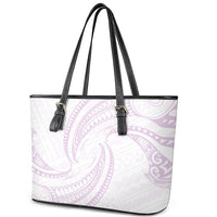 White Sunday Lotu Tamaiti Leather Tote Bag Polynesian Wave Pastel Mauve LT9 - Polynesian Pride