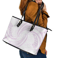 White Sunday Lotu Tamaiti Leather Tote Bag Polynesian Wave Pastel Mauve LT9 - Polynesian Pride