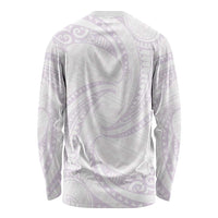White Sunday Lotu Tamaiti Long Sleeve Shirt Polynesian Wave Pastel Mauve - Polynesian Pride