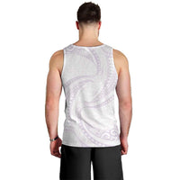 White Sunday Lotu Tamaiti Men Tank Top Polynesian Wave Pastel Mauve - Polynesian Pride