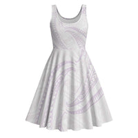White Sunday Lotu Tamaiti Midi Dress Polynesian Wave Pastel Mauve - Polynesian Pride