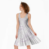 White Sunday Lotu Tamaiti Midi Dress Polynesian Wave Pastel Mauve - Polynesian Pride