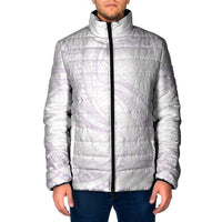 White Sunday Lotu Tamaiti Padded Jacket Polynesian Wave Pastel Mauve - Polynesian Pride