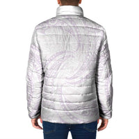 White Sunday Lotu Tamaiti Padded Jacket Polynesian Wave Pastel Mauve - Polynesian Pride