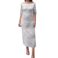 White Sunday Lotu Tamaiti Puletasi Polynesian Wave Pastel Mauve - Polynesian Pride