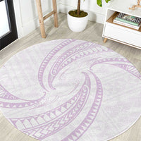 White Sunday Lotu Tamaiti Round Carpet Polynesian Wave Pastel Mauve - Polynesian Pride