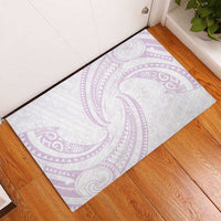 White Sunday Lotu Tamaiti Rubber Doormat Polynesian Wave Pastel Mauve - Polynesian Pride