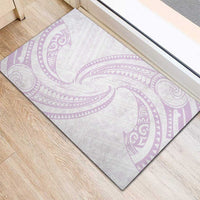 White Sunday Lotu Tamaiti Rubber Doormat Polynesian Wave Pastel Mauve - Polynesian Pride
