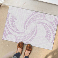 White Sunday Lotu Tamaiti Rubber Doormat Polynesian Wave Pastel Mauve - Polynesian Pride