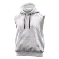White Sunday Lotu Tamaiti Sleeveless Hoodie Polynesian Wave Pastel Mauve - Polynesian Pride