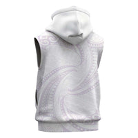 White Sunday Lotu Tamaiti Sleeveless Hoodie Polynesian Wave Pastel Mauve - Polynesian Pride