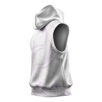 White Sunday Lotu Tamaiti Sleeveless Hoodie Polynesian Wave Pastel Mauve - Polynesian Pride