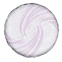 White Sunday Lotu Tamaiti Spare Tire Cover Polynesian Wave Pastel Mauve - Polynesian Pride