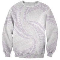 White Sunday Lotu Tamaiti Sweatshirt Polynesian Wave Pastel Mauve - Polynesian Pride