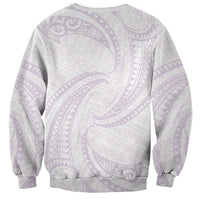 White Sunday Lotu Tamaiti Sweatshirt Polynesian Wave Pastel Mauve - Polynesian Pride