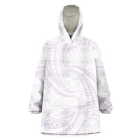 White Sunday Lotu Tamaiti Wearable Blanket Hoodie Polynesian Wave Pastel Mauve - Polynesian Pride