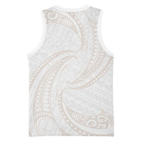 White Sunday Lotu Tamaiti Basketball Jersey Polynesian Wave Pastel Nude LT9 - Polynesian Pride
