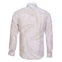 White Sunday Lotu Tamaiti Family Matching Mermaid Dress and Hawaiian Shirt Polynesian Wave Pastel Nude - Polynesian Pride