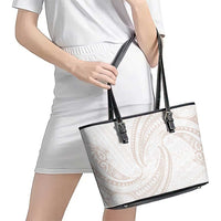 White Sunday Lotu Tamaiti Leather Tote Bag Polynesian Wave Pastel Nude LT9 - Polynesian Pride