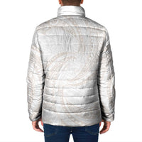 White Sunday Lotu Tamaiti Padded Jacket Polynesian Wave Pastel Nude - Polynesian Pride