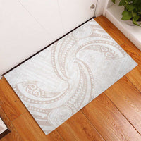 White Sunday Lotu Tamaiti Rubber Doormat Polynesian Wave Pastel Nude - Polynesian Pride