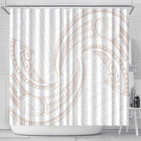 White Sunday Lotu Tamaiti Shower Curtain Polynesian Wave Pastel Nude LT9 - Polynesian Pride