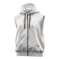 White Sunday Lotu Tamaiti Sleeveless Zip Hoodie Polynesian Wave Pastel Nude LT9 Nude - Polynesian Pride