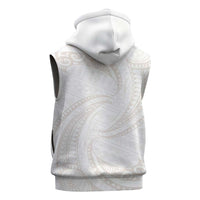 White Sunday Lotu Tamaiti Sleeveless Zip Hoodie Polynesian Wave Pastel Nude LT9 - Polynesian Pride