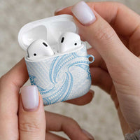 White Sunday Lotu Tamaiti AirPods Case Polynesian Wave Pastel Sky Blue - Polynesian Pride