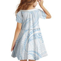 White Sunday Lotu Tamaiti Family Matching Off The Shoulder Long Sleeve Dress and Hawaiian Shirt Polynesian Wave Pastel Sky Blue - Polynesian Pride