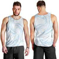 White Sunday Lotu Tamaiti Men Tank Top Polynesian Wave Pastel Sky Blue - Polynesian Pride