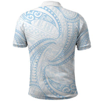 White Sunday Lotu Tamaiti Polo Shirt Polynesian Wave Pastel Sky Blue - Polynesian Pride