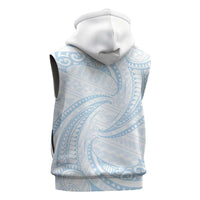 White Sunday Lotu Tamaiti Sleeveless Hoodie Polynesian Wave Pastel Sky Blue - Polynesian Pride