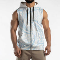 White Sunday Lotu Tamaiti Sleeveless Zip Hoodie Polynesian Wave Pastel Sky Blue LT9 - Polynesian Pride