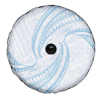 White Sunday Lotu Tamaiti Spare Tire Cover Polynesian Wave Pastel Sky Blue - Polynesian Pride