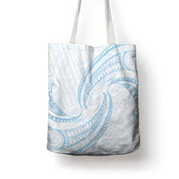 White Sunday Lotu Tamaiti Tote Bag Polynesian Wave Pastel Sky Blue - Polynesian Pride